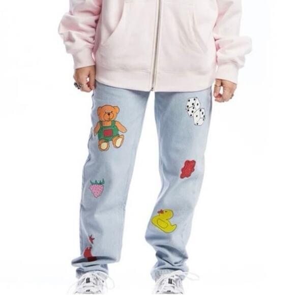 Teddy Fresh Doodle Jeans NWT Sz 26 denim colorful trendy jeans - Picture 4 of 11